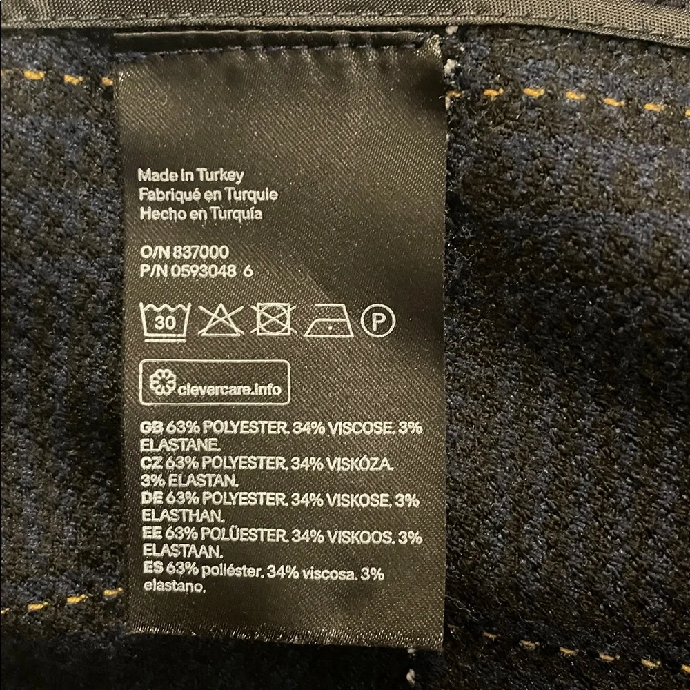 H&M Plaid Top Blouse Women Size 10 Black Blue  Yellow Subtle Decorative Fraying - Picture 7 of 14